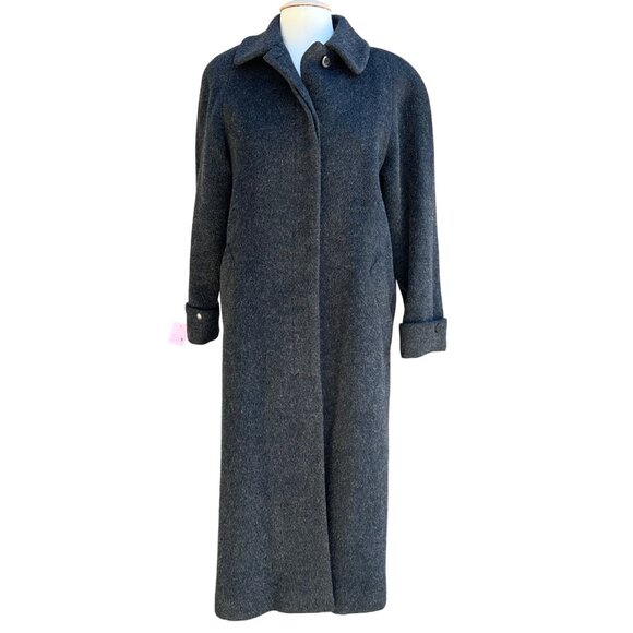 Anne Klein Long Wool Mohair Blend Dress Coat 4P Charcoal Grey Old Money Slovakia - Picture 1 of 7
